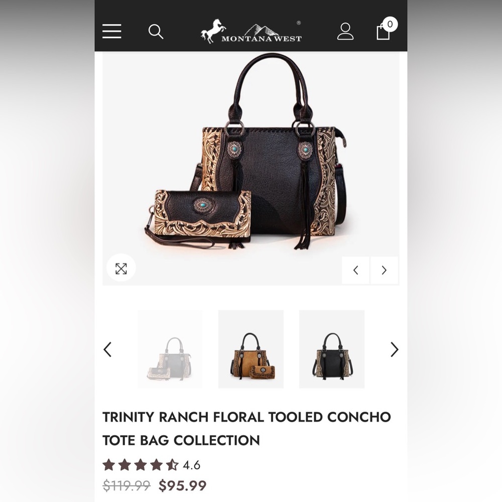 NWOT Trinity Ranch - Floral Tooled Concho Handbag with Crossbody Strap 🌅🌵 - Picture 13 of 14